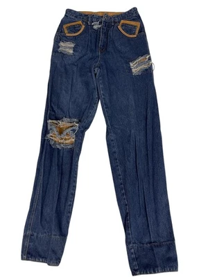 Pantalones de mezclilla Machine para hombre 29x34 azul desgastado forro en contraste hechos en EE. UU. (28x32,5) LEER Foto 1 de 4