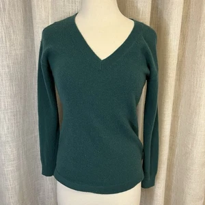 Suéter TALBOTS Para Mujer Verde Cuello en V Cachemira Pura S Lujo Acogedor Núcleo Vacaciones - Imagen 1 de 10