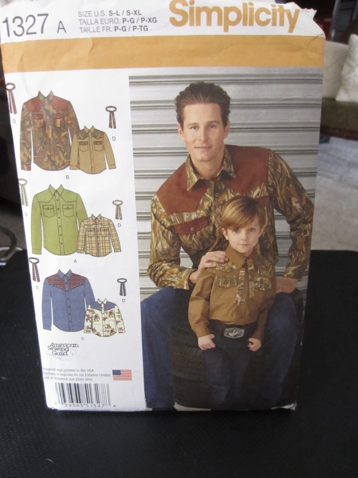 Simplicity 1327 Men & Boys Western Shirt Pattern - Size S-XL Men / Size S-L Boys - Image 1 of 1