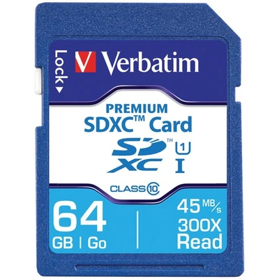 VERBATIM® 64-GB Class 10, UHS-1 V10 U1 Premium SDXC Memory Card - Image 1 of 3