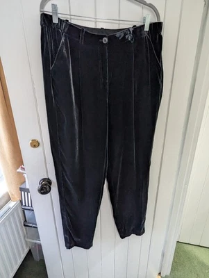 Pantalone mezza fodera in velluto seta/viscosa nero Poesia taglia 16 - Immagine 1 di 4