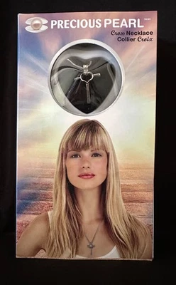 Hágalo usted mismo Oyster abierto para revelar su perla collar de acero inoxidable con colgante de cruz Foto 1 de 3