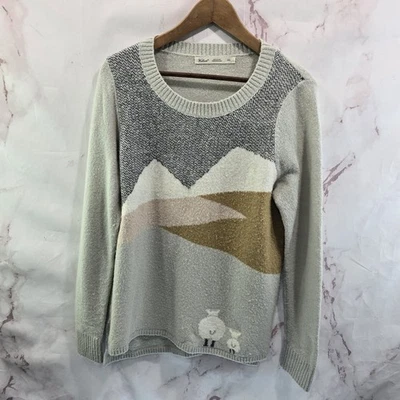 Suéter Woolrich Mujer Gris Medio Mezcla Lana Oveja Cordero Crew Mountain  Foto 1 de 4