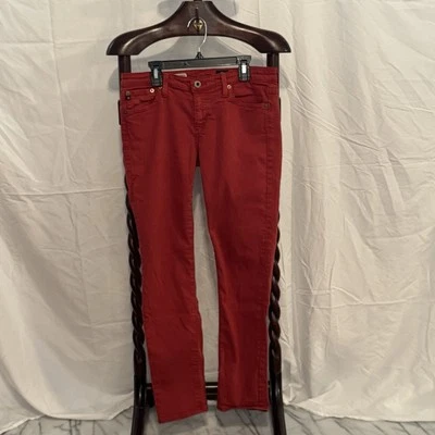 Pantalones de mezclilla para mujer Adriano Goldschmied talla 28R The Stevie ajustados rojos rectos al tobillo Foto 1 de 4