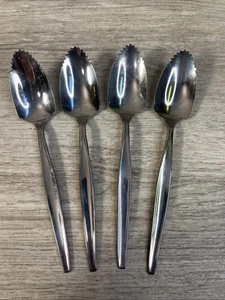 Set of 4 Vintage Grapefruit Dessert Spoon Serrated Edge Stainless Citra Japan - Picture 1 of 9