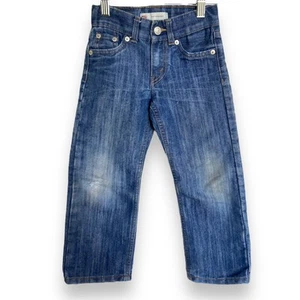 Levis Boys Jeans Sz 4 Dark Blue Denim 514 Straight Adjustable Waist 5 Pocket - Picture 1 of 8