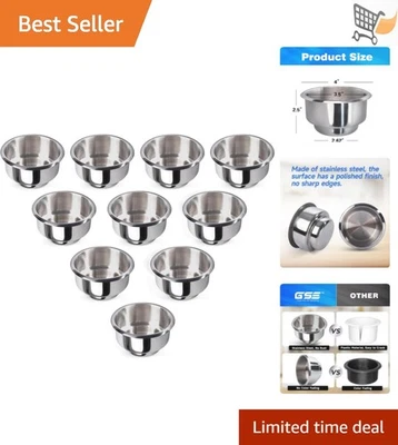 Stainless Steel Cup Holder 4x3.5x2.5in Anti-Spill for Casino Boats RVs Cars Foto 1 de 4
