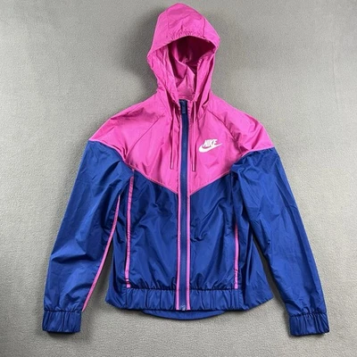 Chaqueta Nike Mujer Pequeña Rosa Cortavientos Cortavientos Cremallera Completa Atlética Con Capucha Foto 1 de 4