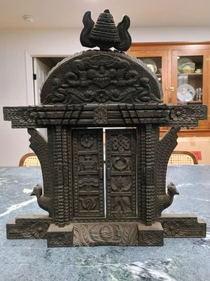 Madera Tallada a Mano Newar Ventana Puerta Colgante Pared Tibetano Nepal Decoración Coleccionable Foto 1 de 4