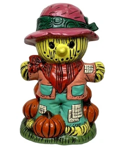 Espantapájaros Vintage Pintado a Mano Firmado Cerámica Colores Otoño Acción de Gracias 7” ¡BONITO! - Imagen 1 de 7