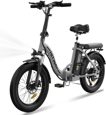 Bicicleta Eléctrica HITWAY 20"×3.0 Neumático Graso 750W Motor 20Mph 7 Velocidades Plegable Bicicleta Eléctrica Foto 1 de 4