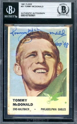Tommy McDonald Beckett BAS Signed 1961 Fleer Autograph Eagles - Image 1 of 2