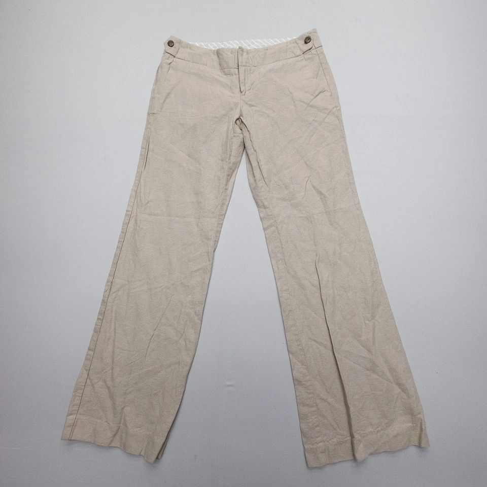 Gap Y2K Hip Slung Fit 喇叭裤 2 码亚麻棉低腰 2000 年代波西米亚 — 第 1/4 张图片