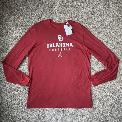 Air Jordan Nike Oklahoma Sooners Long Sleeve Shirt Mens Size Large Crimson NEW - Image 1 of 4