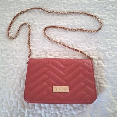 Bebe Sophia Quilted Vegan Leather Purse Gold Chain Braided Strap Cherry Red  - Image 1 of 4