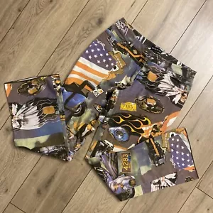RARE Vintage Americana Patriotic US Motorcycle Print Cotton Pants Size 10 - Picture 1 of 12