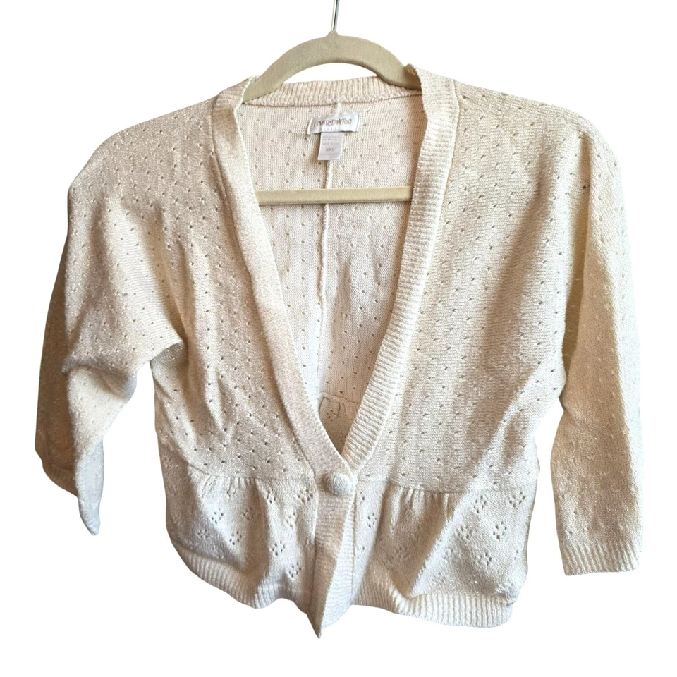 Cárdigan Limited Too Girls Dorado Crema XXL Frente Abierto Cuello en V jj3751 Foto 1 de 4