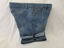 Women's Chaps Med Wash Geo Square Design Roll Cuff Jean Shorts - Size 8