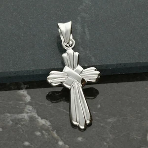 Colgante cruzado de cinta de plata esterlina 925 y caja de regalo de cadena opcional - Imagen 1 de 12