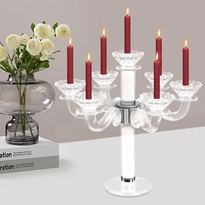 7 Arm Crystal Candelabra Taper Candle Holder for Home Wedding Table Centerpieces - Picture 1 of 20