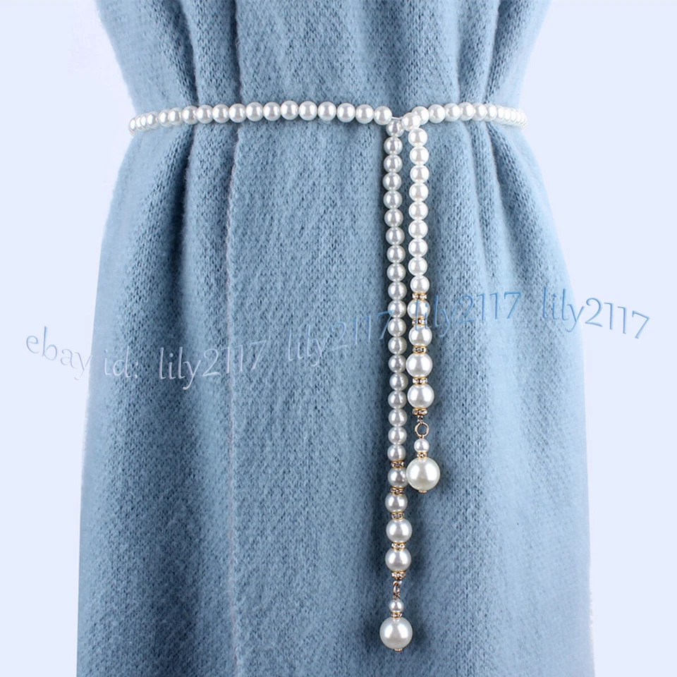 白色黑色贝壳珍珠腰腹链女式腰带配件身体珠宝首饰 — 第 1/4 张图片