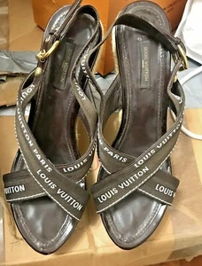 Louis Vuitton Logo Wedges Sandals  - Picture 1 of 7