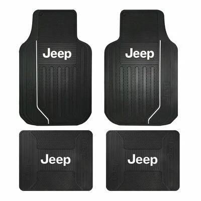 New Jeep Elite Logo All Weather Heavy Duty Rubber Front / Back Floor Mats Set Foto 1 de 4