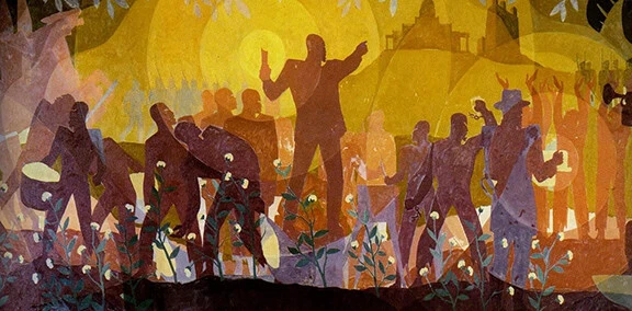 Aaron Douglas : Aspects of Negro Life - From Slavery to Reconstruction : Canvas - Image 1 of 1