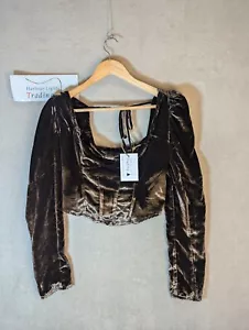 Free People Top Womens Bridgette Velvet $128 XS X-SMALL 8 Brown/Chocolate Cute - Picture 1 of 14
