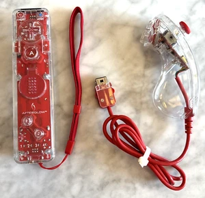 Mando Wii Afterglow Transparente Rojo Transparente Activision y Rojo Nunchuck - Imagen 1 de 5