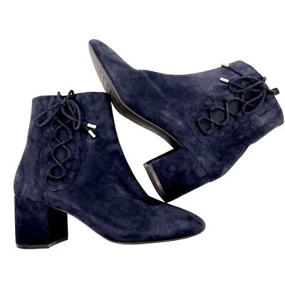 COLE HAAN Leah Azul Gamuza Cuero Grande 0S Lateral Cremallera Tacón Botín 8.5 Foto 1 de 4