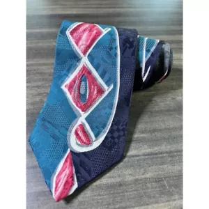 Vintage Elizabeth Nell Necktie Abstract Diamond Pattern Silk Tie for Men - Picture 1 of 3