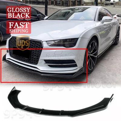 Labio de parachoques delantero negro brillante estilo V para Audi A7 Sline S7 C7 Facelift 2014-2017 Foto 1 de 4