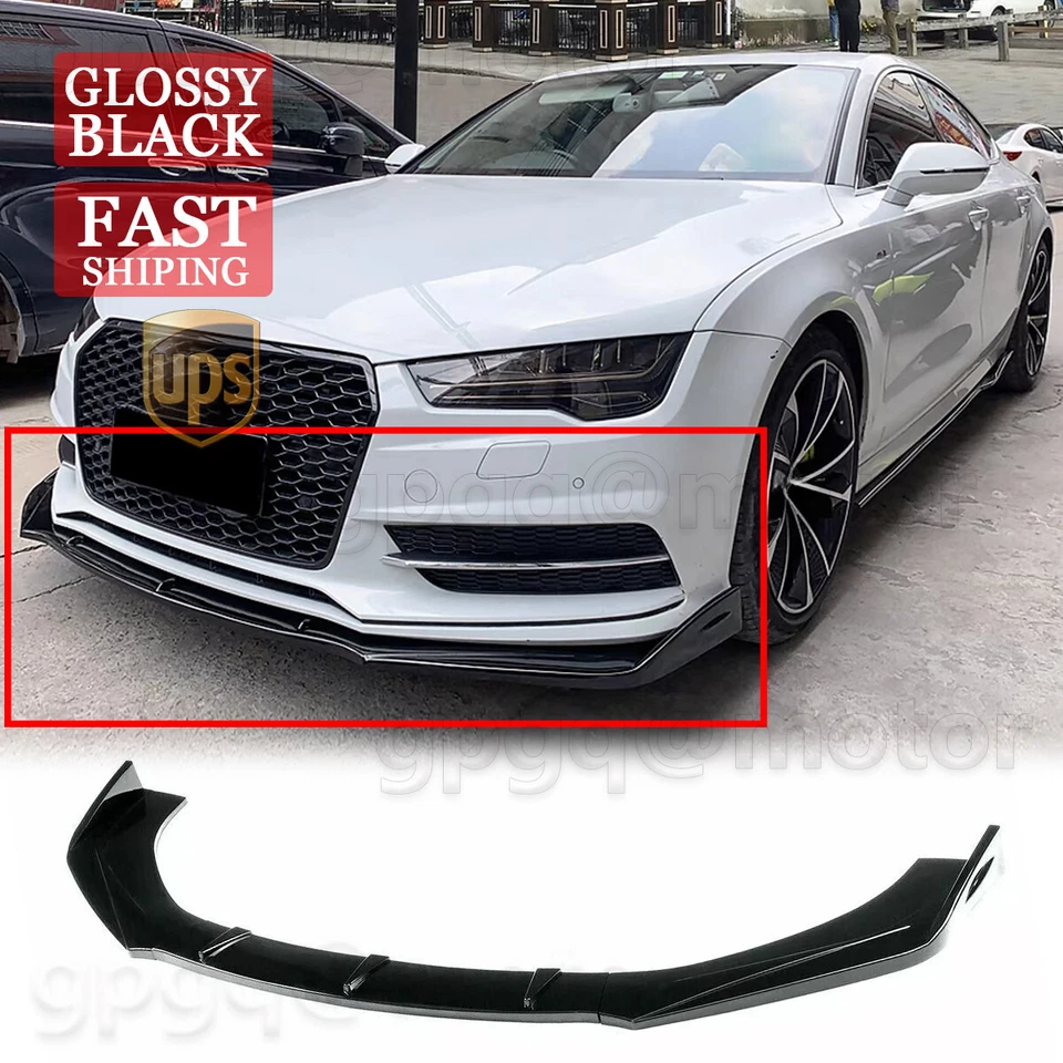 Labio de parachoques delantero negro brillante estilo V para Audi A7 Sline S7 C7 Facelift 2014-2017 Foto 1 de 4