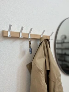 Moderm Wall-Mounted Coat Hook Rail with 5 Double Hooks - Picture 1 of 9