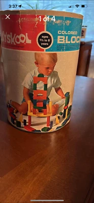 Bloques de madera vintage Playskool Nº 645 de colores 1969, 72 piezas, Milton Bradley Foto 1 de 4