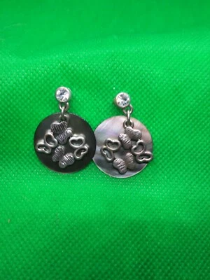 Pendientes Piedra Rin con Gota Disco Iridiscente Mariposa Tono Plateado Foto 1 de 3