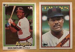 Don Baylor HOF (2) 1981 Donruss #413 & 1988 Topps #545 Angels/Twins HOF NM-MT
