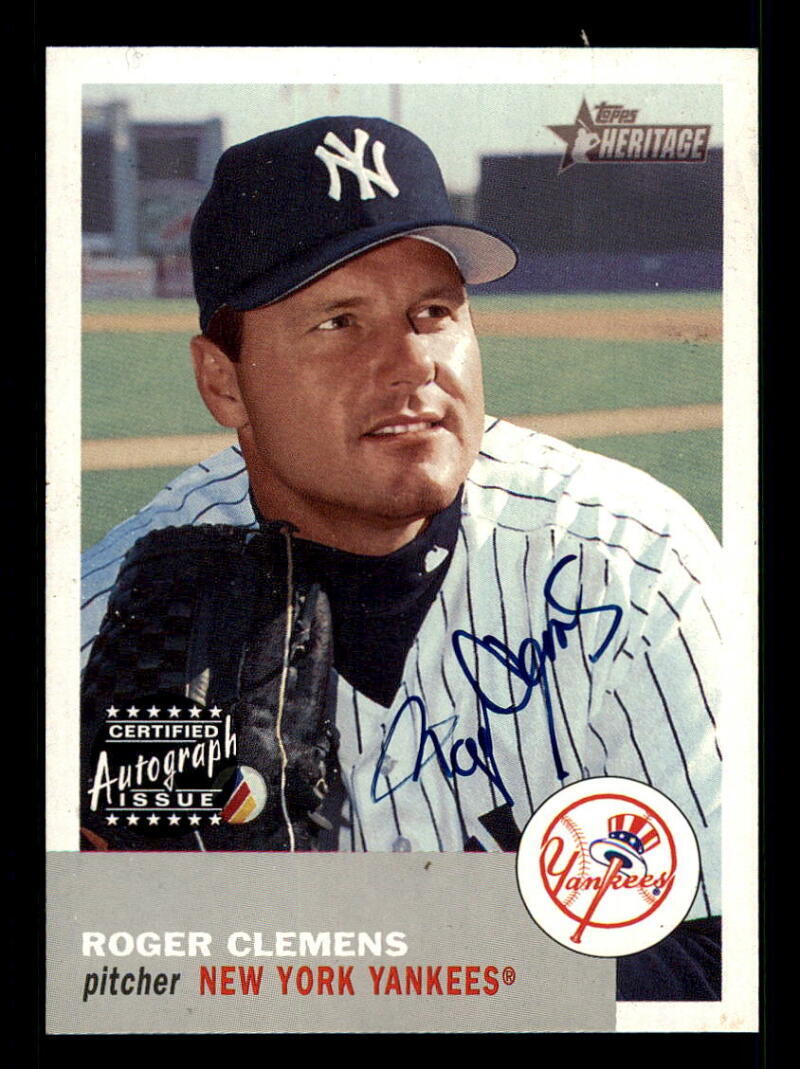 2002 Topps Heritage Real One Autograph/Auto #RCL Roger Clemens Yankees Blue Ink