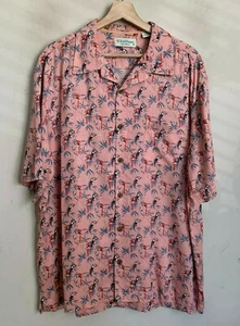 Roundtree Yorke Caribbean Shirt Coral Parrot Short Sleeve Buttons Pocket XL NEW - Picture 1 of 6