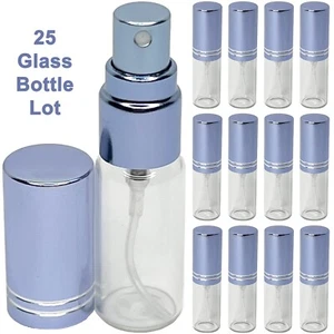 5ml 0.17oz lot 25 empty perfume spray glass bottles blue line cap travel size - Picture 1 of 5