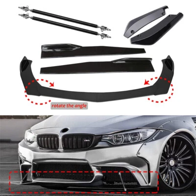 For BMW E90 E91 E92 325i 335i 328i Front Bumper Lip Splitter+ Spoiler Strut Rods - Image 1 of 4