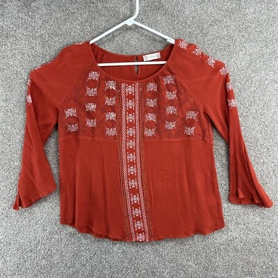 Blusa para mujer Altar’d State talla grande roja manga 3/4 encaje Foto 1 de 4