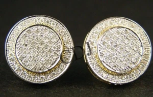 Pendientes traseros a tornillo halo de moissanita real de 2 quilates enchapados en oro amarillo 14 K en plata - Imagen 1 de 6