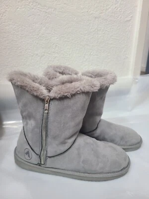 AIRWALK Prim Acogedoras Confort Cremallera Lateral Gris Gamuza Piel Botas Juveniles Talla 6 Foto 1 de 4