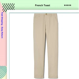French Toast Boys 2 Pack Straight Fit School Uniform Pants Khaki, Size 16 - Picture 1 of 2