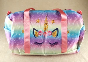 Colorful Unicorn Large Capacity Travel Duffel Carry On Tote Bag w Shoulder Strap - Picture 1 of 5