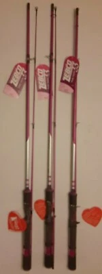 LOT 3 casting ZEBCO AUTHENTIC SERIES MEDIUM  6" foot  2-PIECE RODS  Lady pink - Image 1 of 4