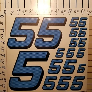 CARBON FIBER Cascade Blue/Black #5's Racing Numbers Vinyl Decal Sheet 1/10-1/12  - Picture 1 of 11