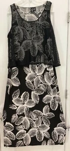 New Directions Womens Maxi Sheath Dress Size 1X Black White Floral Fish Net 220 - Picture 1 of 9